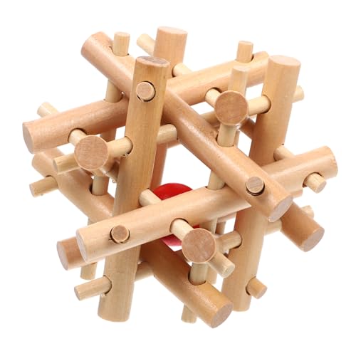 minkissy Holz Knobelspiel Ball im Käfig Puzzle Fach Intelligentes Lernspielzeug aus Natürlichem Holz Motorikförderndes Holzpuzzle für Erwachsene zur Kognitiven Entwicklung und von minkissy