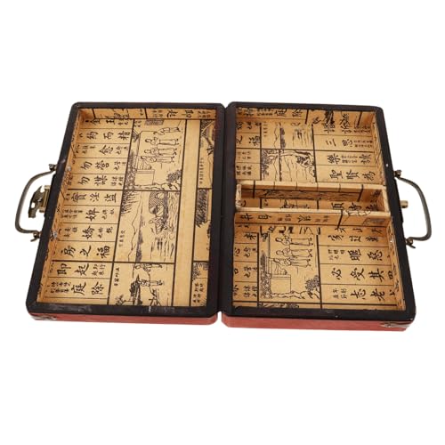 minkissy Holz Mahjong Box mit Praktischem Verschluss Rechteckiger Aufbewahrungskarton für Mahjong Steine Handgefertigte Traditionelle Holzschatulle Stilvolle Geschenkbox von minkissy