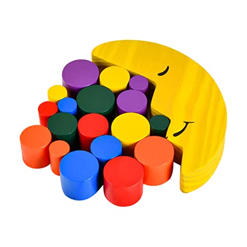 minkissy Holz Montessori Kreatives Mond Spiel Bunte Pädagogische Bausteine für Denkvermögen und Feinmotorik Sicheres Holzspielzeug für Jungen und Mädchen Zufällige Farbe Zufällige Farbe von minkissy
