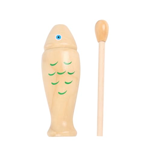 minkissy Holz Percussion Instrument Fischform Musikinstrumente Lernspielzeug Kindgerecht Einfache Handhabung Natürlicher Klang für Musikunterricht und Rhythmusförderung von minkissy