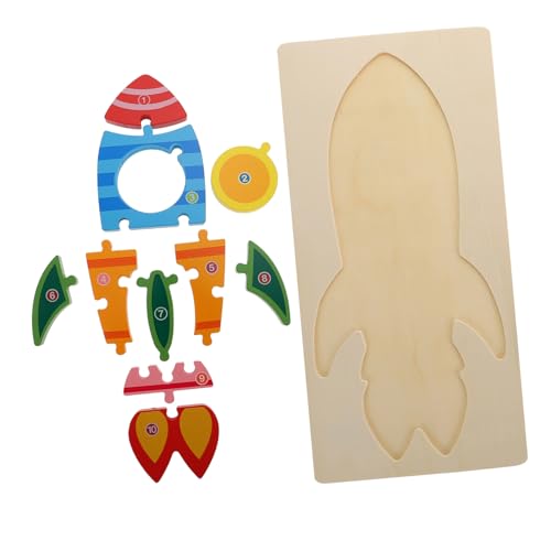 minkissy Holz Puzzle Raketenform Pädagogisch Sicher Glatt Fördert Hand Auge Koordination Konzentration für von minkissy