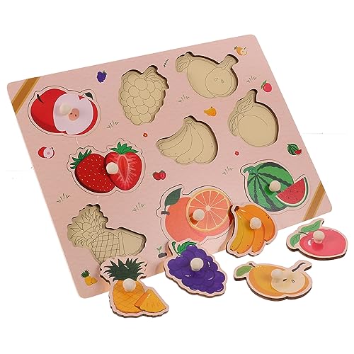 minkissy Holz Puzzle für Kleinkinder Pädagogisches Obst Großes Steckspiel für Jahre Sicher Glatt Fördert Feinmotorik Farberkennung Logisches und Hand Auge Koordination von minkissy