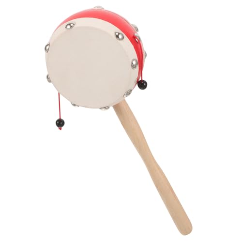 minkissy Holz Rasselspielzeug Traditionelles Musikspielzeug für Jungen und Mädchen Handgefertigte Rassel mit Natürlichem Schaffell Leicht und Tragbar für Drinnen und Draußen von minkissy