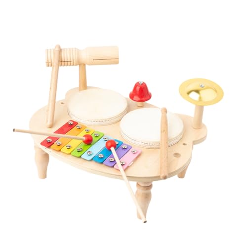 minkissy Holz Schlagzeug Set Multifunktionales Percussion Instrument Pädagogisches Rhythmus Lernspielzeug für Kleinkinder Fördert Musikalische Fähigkeiten und Kreativen Spielspaß von minkissy