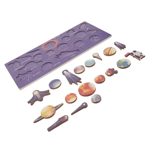 minkissy Holz Sonnensystem Puzzle Großes Planetensystem Lernspielzeug Interaktives Kognitives Zuordnungsspiel für Kreatives Montessori Lernbrett von minkissy