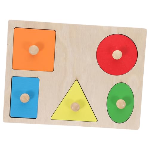 minkissy Holz Steckspiel Lernspielzeug Geometrische Formen Montessori Lernhilfe für Vorschule Jungen Mädchen Spielerisches Formenlernen Robust Langlebig von minkissy