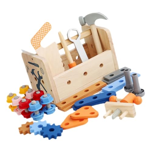 minkissy Holz Werkzeugkasten für Pädagogischem Kreativität Hand Augen Koordination und Logischem Robust und Sicher für Stundenlangen Spielspaß von minkissy