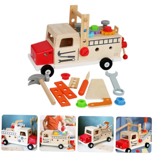 minkissy Holz Werkzeugset für Kleinkinder Tragbarer Handlicher Werkzeugkasten Lernspielzeug für Nachhaltiges Montage und Reparaturspielzeug Fördert Feinmotorik und Rollenspiel von minkissy