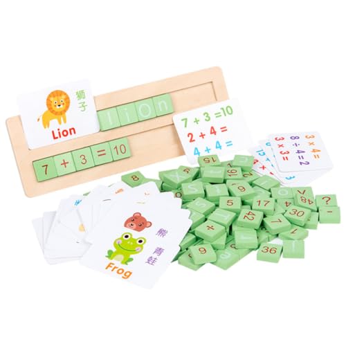 minkissy Holz Zahlenpuzzle Lernspielzeug mit Bunten Buchstaben und Zahlen Pädagogisches Holzspielzeug für Fördert Rechtschreibung und Zahlenverständnis Robustes Material Altersgerecht von minkissy