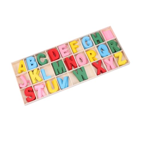 minkissy Holzbuchstaben Lernspielzeug aus Tragbarem Glattem Holz Alphabet für Kindergarten Pädagogisch Kreativ zur Buchstaben Sprachförderung von minkissy