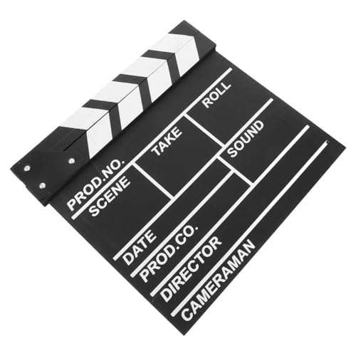 minkissy Holzklappe Filmklappe Schwarzes Holz Clapperboard für Filmrequisiten Kreative Szene Cut Action für Film Kamera Theater Party Dekoration von minkissy