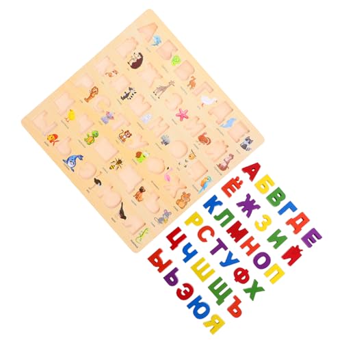 minkissy Holzpuzzle mit Russischen Buchstaben Lernspielzeug für Kleinkinder Feinmotorik und Logischem Stabil und Langlebig für Zuhause und Vorschule von minkissy