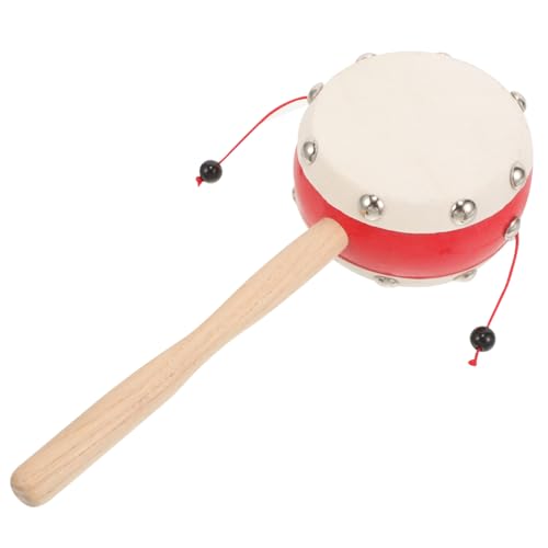 minkissy Holzrasseltrommel für Junge Mädchen Musikalisches mit Natürlichem Schaffell für Sensorische Stimulation und Motorische Fähigkeiten für Neugeborene und Kleinkinder von minkissy