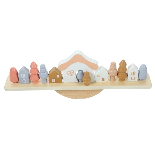 minkissy Holzspielzeug Balance Bauklötze Montessori Lernspielzeug mit Cartoon Figuren Sicher Glatt Fördert Feinmotorik Logisches und Kreativität für Kleinkinder von minkissy