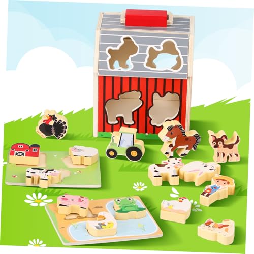 minkissy Holzspielzeug Bauernhof Set mit Tieren für Kleinkinder Jahre Montessori Lernspielzeug für Feinmotorik Hand-Auge-koordination und Sprachförderung Vielseitig für Drinnen und Draußen von minkissy