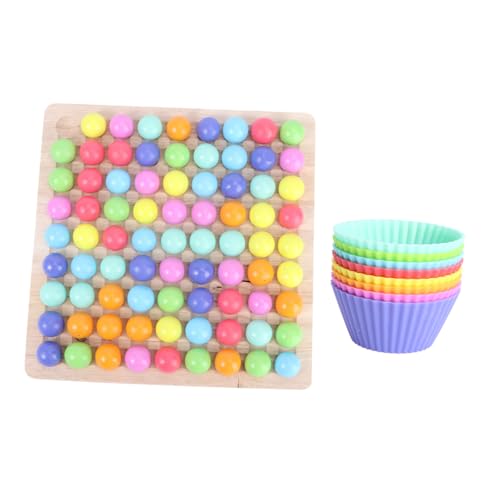 minkissy Holzspielzeug Buntes Perlenpuzzle Lernspielzeug Denkfähigkeit und Farberkennung Eltern Junge Mädchen Interaktives Geschenk für Jungen und Mädchen von minkissy