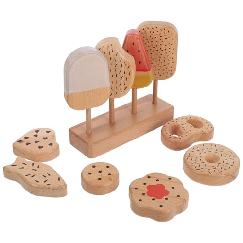 minkissy Holzspielzeug Eiscreme Donut-Set für Realistisches Robustes Küchen-Pretend-Play mit Langlebigen Holzspielwaren Pädagogisch Leicht zu Reinigen für Rollenspiele und Partys von minkissy