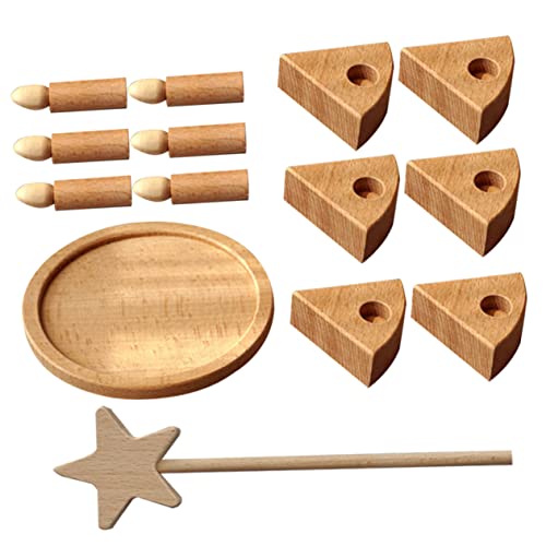 minkissy Holzspielzeug Geburtstagskuchen aus Hochwertigem Holz Glatte Kanten Sicheres Geruchloses Rollenspiel Kuchen für Interaktives Familienspiel Pädagogisches von minkissy