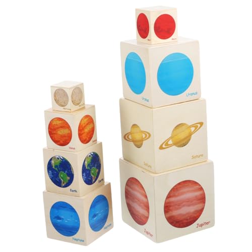 minkissy Holzspielzeug Planetenset für Kleinkinder Teiliger Montessori Lernspielzeug Box Fördert Kognitive Fähigkeiten Farben und Formenerkennung Kreatives Geeignet für Vorschulkinder von minkissy