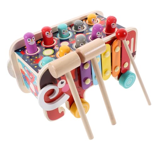 minkissy Holzspielzeug Pounding für Kleinkinder Ab Jahren Pädagogisches Hammer Buntem Tier Design Fördert Farbenerkennung und Frühe Bildung Interaktives Lernspielzeug von minkissy
