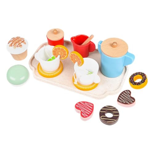 minkissy Holzspielzeug Teeservice Realistisches Nachmittags Tee aus Holz Leichtes Detailgetreues Kuchen für Rollenspiele und Kinderküchen Zubehör Torten Zubehör Alternative von minkissy