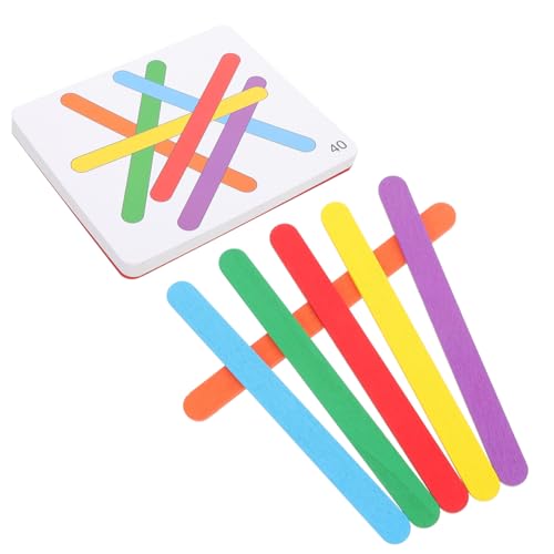 minkissy Holzstäbchen mit Lernkarten Kreatives Denkspiel für Logisches Training DIY Formen zum Montessori für Frühe und Sensorische Entwicklung von minkissy