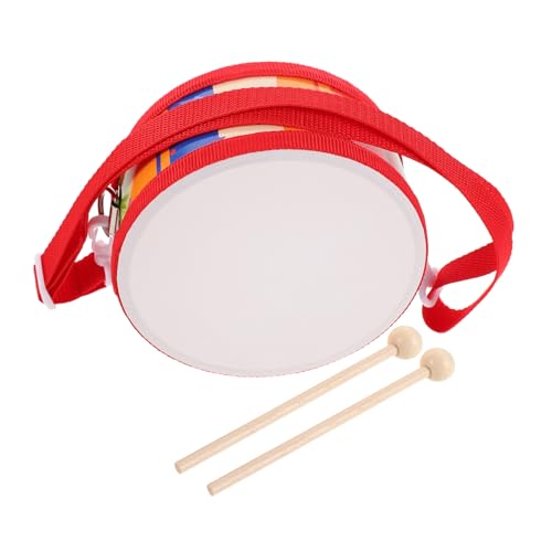 minkissy Holztrommel für Kleinkinder mit Verstellbarem Tragegurt und Trommelstöcken Doppelseitiges Orff-Percussion-Instrument Leicht Handliche Kinderhandtrommel für Musikförderung und Frühe von minkissy