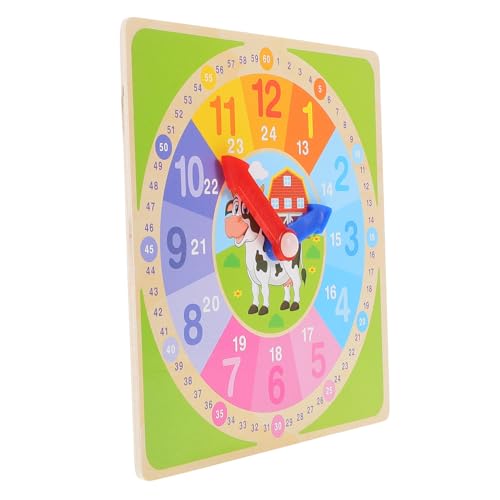 minkissy Holzuhr Lernspielzeug für Kleinkinder Multifunktionale Lernuhr mit Bunten Zahlen und Formen Unterstützt Zeitverständnis Kognitive Entwicklung von Kindern für Einsatz im von minkissy