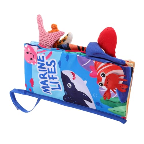 minkissy Interaktives Stoffbuch für Junge Mädchen mit Abnehmbaren Elementen Sensorische Frühförderung Ozeanisches Design Weiches Fühlbuch für Neugeborene Fördert Sprachentwicklung und von minkissy
