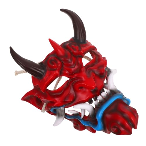 minkissy Japanische Hannya Maske mit Hörnern Verstellbare Langlebiges Leichtes Material Gruseliges Dämonen Kostümzubehör für Halloween Cosplay Partys und Festivals von minkissy