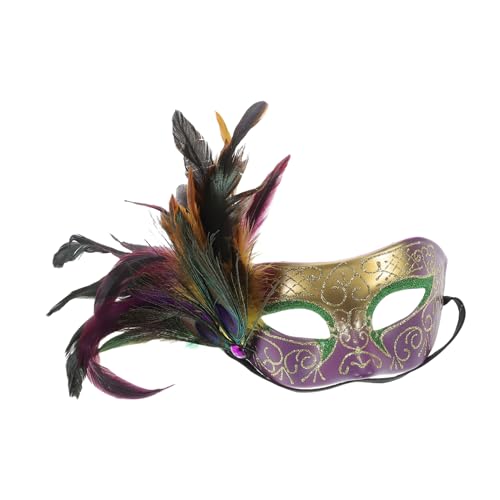 minkissy Karnevalsmaske Maskenball Farbige Maske faschingsmaske Festliche Maske Festivalmaske halloween masken Ballmasken am Abend Faschingskostüme für Männer Abschlussball Maske Feder von minkissy