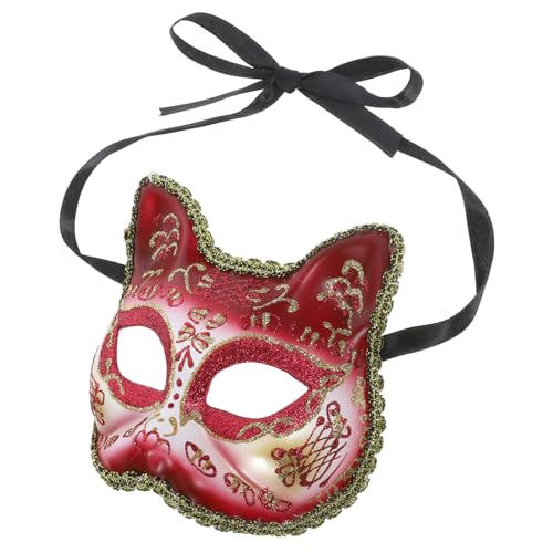 minkissy Katzen Halbgesichtsmaske Party Zubehör für Halloween Karneval Cosplay Geburtstagsfeier Weinrot minkissy Katzen Halbgesichtsmaske Party Zubehör für Halloween Karneval Cosplay Geburtstagsfeier Weinrot von minkissy