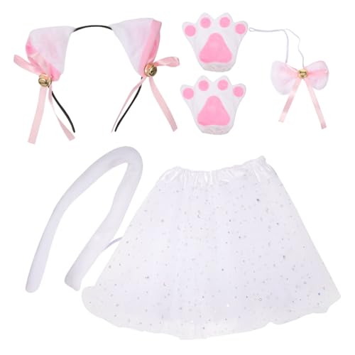 minkissy Katzenohren Kostümset für Cosplay Zubehör mit Haarreif Handschuhen Tutu Rock und Fliege für Tier Themenpartys und Bühnenaufführungen minkissy Katzenohren Kostümset für Cosplay Zubehör mit Haarreif Handschuhen Tutu Rock und Fliege für Tier Themenpartys und Bühnenaufführungen von minkissy