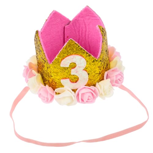 minkissy Kindergeburtstagskrone Baby Prinzessin Tiara Kinder Haargummis Happy 3 Geburtstagshut 3 Geburtstags Kopf Und Geburtstags Kopfbedeckung Haarreifen Für Mädchen Drittes von minkissy