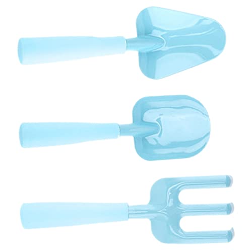 minkissy Kindgerechtes Gartenset Gartenschaufel und Rechen aus Kleines Outdoor Pflanz und Buddelspielzeug für Jungen und Mädchen Sicher und Handlich Teiliges Set Makronenblau von minkissy