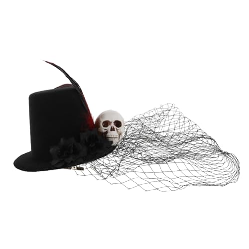 minkissy Kleiner Vintage Mini Hut mit Schleier und Detail Schwarz Haarschmuck für Teeparty Kostüme und Halloween Veranstaltungen Leicht und Bequem für Fotoshootings und Aufführungen von minkissy