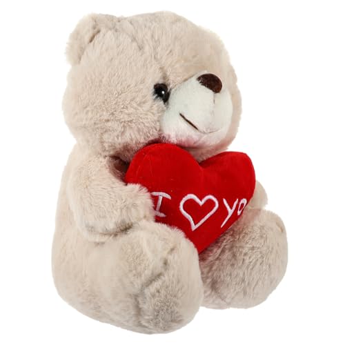 minkissy Kuschelplüschbär mit Herz Beige Perfektes Valentinstags und Hochzeitsgeschenk Robustes Kuscheltier für Warme für Auto Bett und Sofa von minkissy