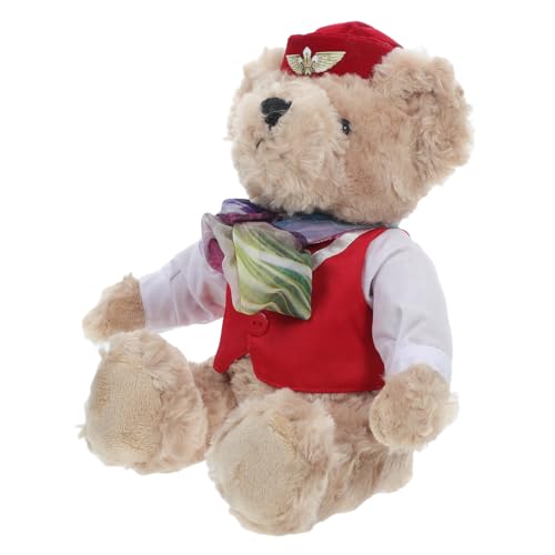minkissy Bär Plüschtier Kuschelbar Süß Stewardess Puppe Für Kleinkinder Schlafzimmer Dekoration Stofftier Accessoires Plüschbär Spielzeug von minkissy