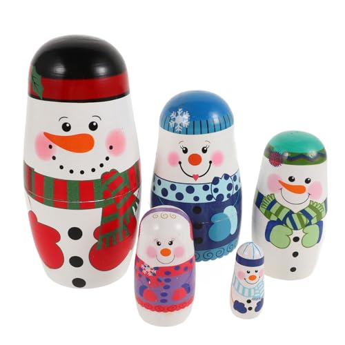 minkissy Lagige Handgefertigte Schneemann Holz Puppen Interaktives Weihnachtsdeko für Fördert Logisches und Spielerische Entwicklung Winterfest Accessoire von minkissy