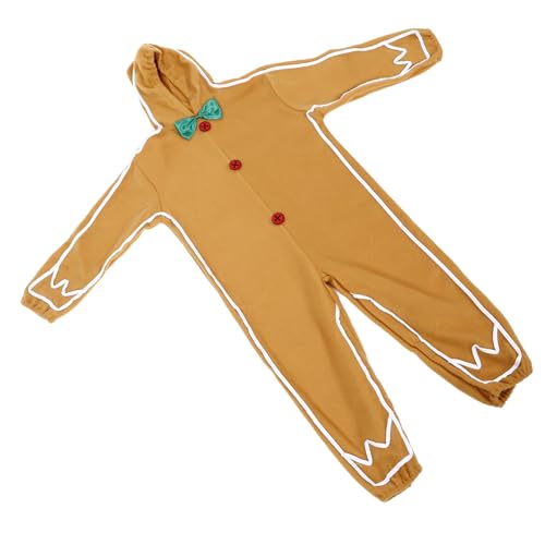 minkissy Lebkuchenmann Kostüm Lebkuchen Rollenspielkostüm Weihnachtskostüm Weihnachtsverkleiden Lebkuchenmann Weihnachtsdekoration Lebkuchen Overall Hellbraun Polyester von minkissy