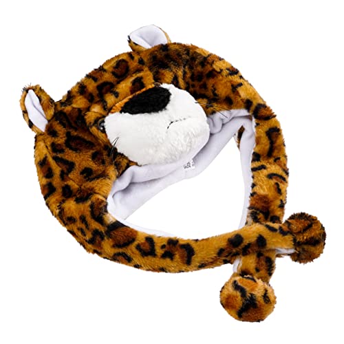 minkissy Leoparden Kostüm Kopfteil Plüsch Tierhaube Cartoon Hut Party Foto Requisite Leicht Tragbar Für Damen Fasching Cosplay von minkissy