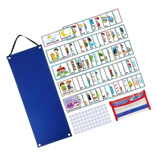minkissy Lernkalender Faltbarer Tischkalender mit Tagesplan Visuellem Zeitplan und Aufgabenübersicht für Mädchen Wiederverwendbares Filz Chart für Schule und Zuhause von minkissy