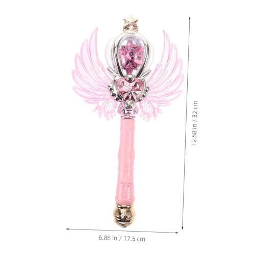 minkissy Leuchtender Prinzessin Zauberstab mit Musik und Flügeln LED Lichtstab für Mädchen Cosplay Party Accessoire Elektrischer Magischer Spielstab Pinkes Feenstab von minkissy