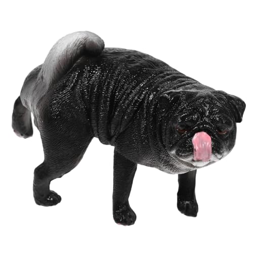 minkissy Lifelike Pug Hundemodell Detailreiche Hundestatue für Dekoration im Büro oder Garten als für Schwarzer Pug von minkissy