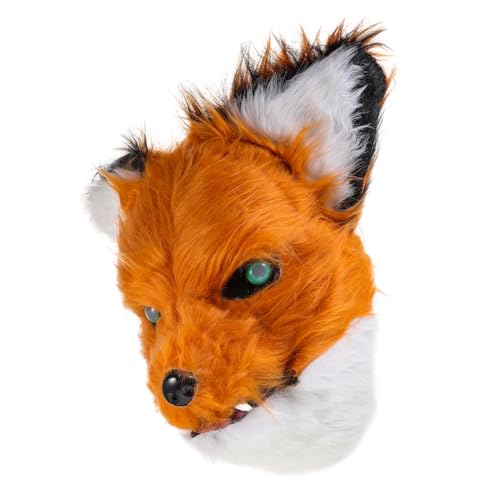 minkissy Lustige Halbgesichts Wolf Maske mit Offenem Kunstpelz Tiermaske für Halloween Karneval Kostümparty Rollenspiel Augenmaske für Fasching und Maskenball von minkissy