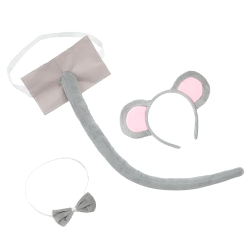 minkissy Mäuse Kostüm Set mit Weichem Grauen Haarreifen Filzschwanz und Dekorativer Schleife Tierisches Cosplay Accessoire für Karneval Geburtstag und Partyveranstaltungen minkissy Mäuse Kostüm Set mit Weichem Grauen Haarreifen Filzschwanz und Dekorativer Schleife Tierisches Cosplay Accessoire für Karneval Geburtstag und Partyveranstaltungen von minkissy