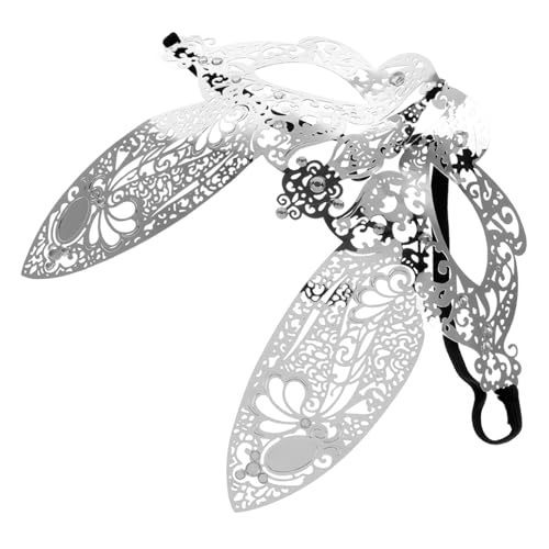 minkissy Maske Hasen Masquerade Halbgesichts Maske Silber mit Strasssteinen Party Augenrequisite für Kostüm und Maskenbälle Flexibel und Bequem für Fasching und Halloween von minkissy