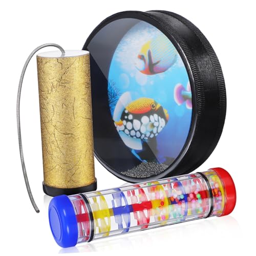 minkissy Meerestrommel Percussion mit Regenstab und Klangtrommel Hochwertiges Holz und Kunststoffmaterial Geeignet für Schule Kindergarten und Party minkissy Meerestrommel Percussion mit Regenstab und Klangtrommel Hochwertiges Holz und Kunststoffmaterial Geeignet für Schule Kindergarten und Party von minkissy