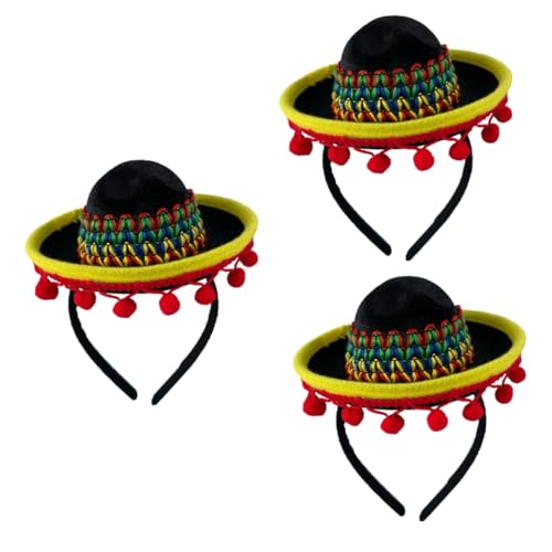 minkissy Mexikanischer Hut, Stirnband, mexikanisches Kostüm, Cosplay-Zubehör, Kostüme für Erwachsene, Partyhut, Stirnband, Partyzubehör für Erwachsene, Rollenspiel-Outfits, Haarbänder, Hut, von minkissy