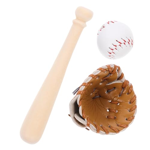 minkissy Mini Baseball Set für Puppenhaus Teiliges Miniatur Baseballspielzeug mit Schläger Handschuh und Ball Perfektes Zubehör für Mini Häuser und DIY Dekorationen von minkissy